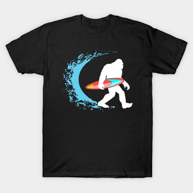 Bigfoot Surfing T-Shirt by JameMalbie